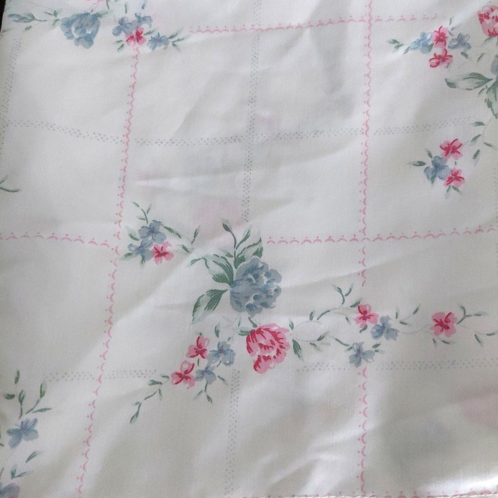 3 VTG  JC Penney Pillowcase 2 KING 1 Twin Ruffle‎ Pink Blue Floral Cottagecore - Picture 3 of 6